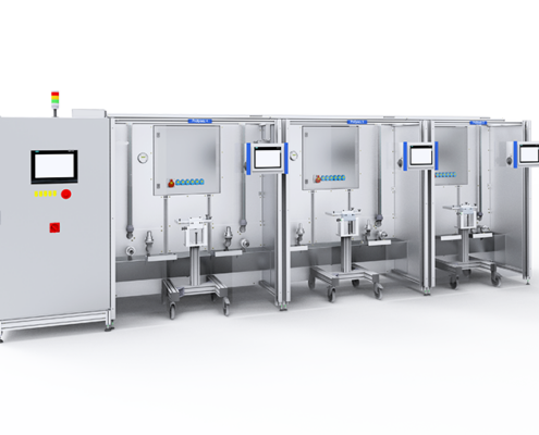 Test bench for dosing pumps